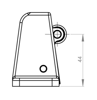 Technische Zeichnung des Verschlußelement, Seitenansicht.