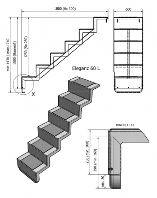 Universaltreppe lang zum nachträglichen Einbau