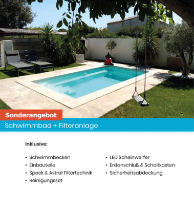 GFK Fertigbecken, Modell Maxi Pool, Set mit Filteranlage