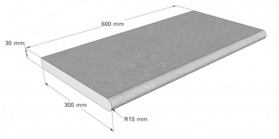 Kiruna Beckenrandstein für Rechteck Standard Becken in Mounten Grey