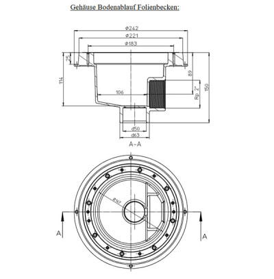 Ocean® Bodenablauf M5 Edelstahleinsätze A4 ABS weiß