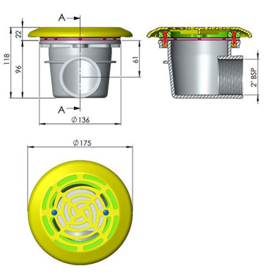 Mini-Bodenablauf Ø 175 mm zweifarbig für Folienbecken