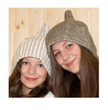 Sauna-Mütze aus Leinen-Frottee, gestreift