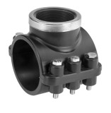 PVC-Anbohrschelle 40 x 1/2 mit 4 Schraublöchern PVC-Anbohrschelle 40 x 1/2 mit 4 Schraublöchern