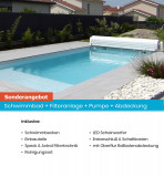 Fertigbecken Modell Detente 6, Becken-Set mit Rollladenabdeckung